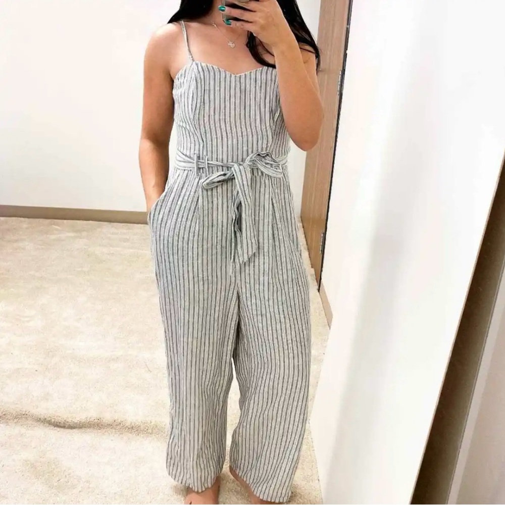 American Eagle striped linen romper